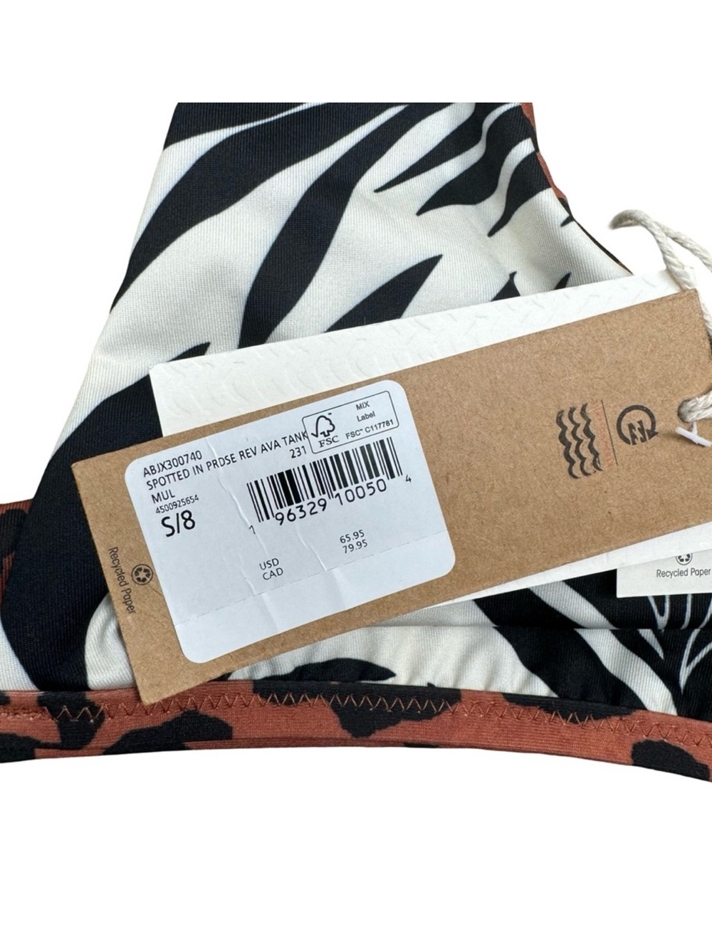 NWT Billabong Spotted N Paradise Reversible Ava Tank Bikini Top Leopard Tropical - Picture 3 of 15